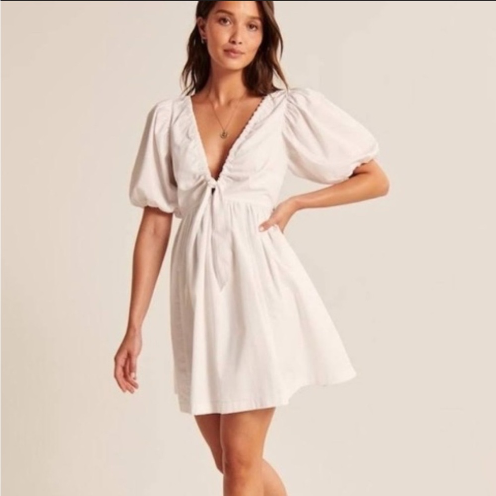 Little White Dress Puff Sleeve mini Dress LWD